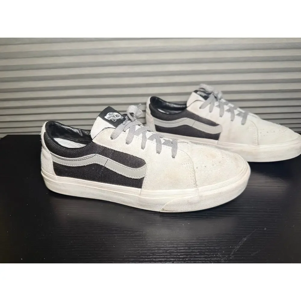 Vans Sk8-Low Sneakers Mens 10 Womens 11.5 Gray Black Suede Canvas Skate Shoes